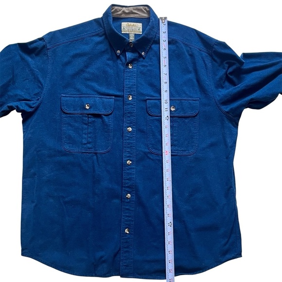 Cabelas Mens Deerskin Chamois Button Up Shirt Size L Blue Country Southwestern - Picture 4 of 7